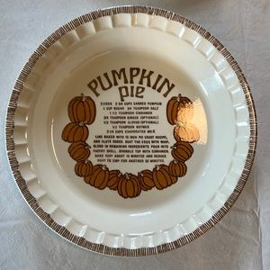 Vintage pumpkin pie plate with recipe